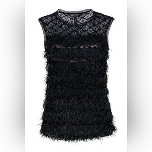 BCBG Max Azria Black Knitted Tank w/ Fringe